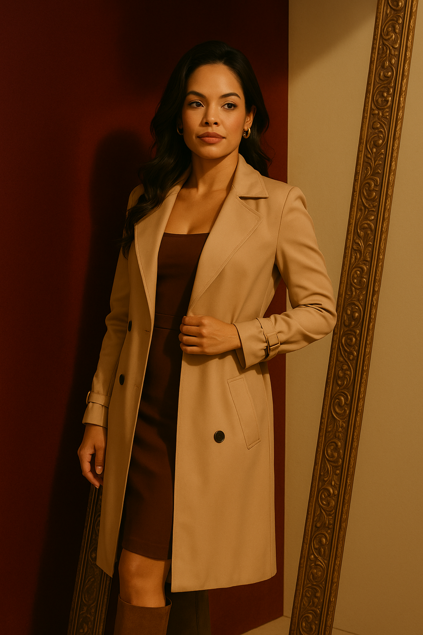 Luisa de trench coat representando fase de dor